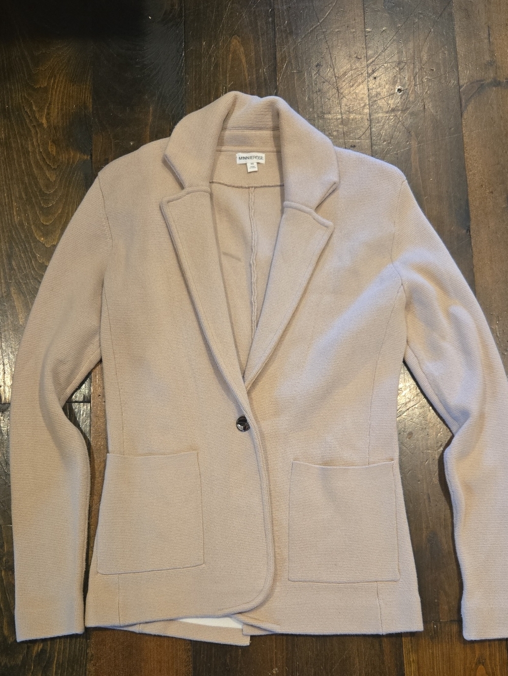 Minnie Rose NWOT Cotton Blend Long Line Fitted Blazer Brown Sugar XS